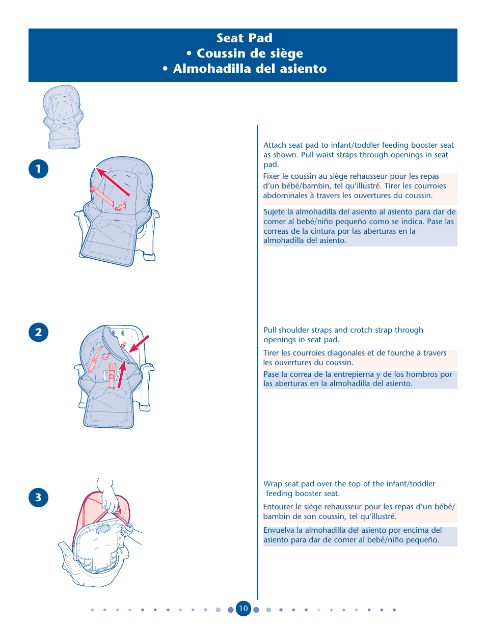 Seat pad s s | Graco DuoDiner 1762131 User Manual | Page 10 / 24