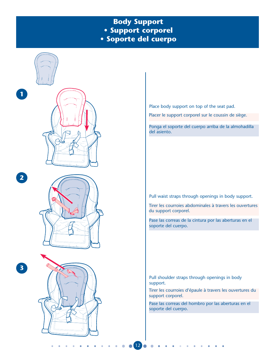 Body support s s | Graco DuoDiner 1762131 User Manual | Page 12 / 24