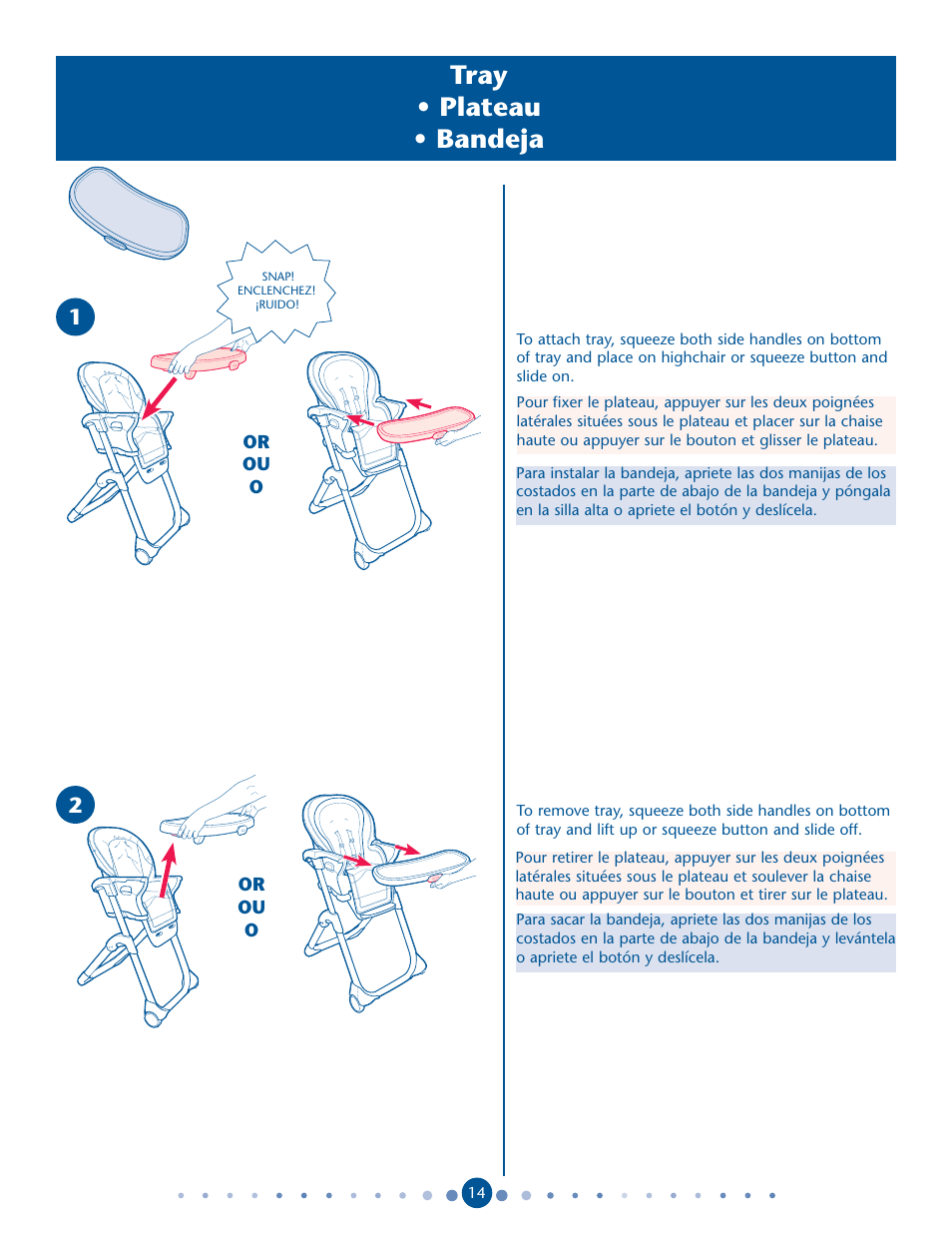 Tray s s | Graco DuoDiner 1762131 User Manual | Page 14 / 24