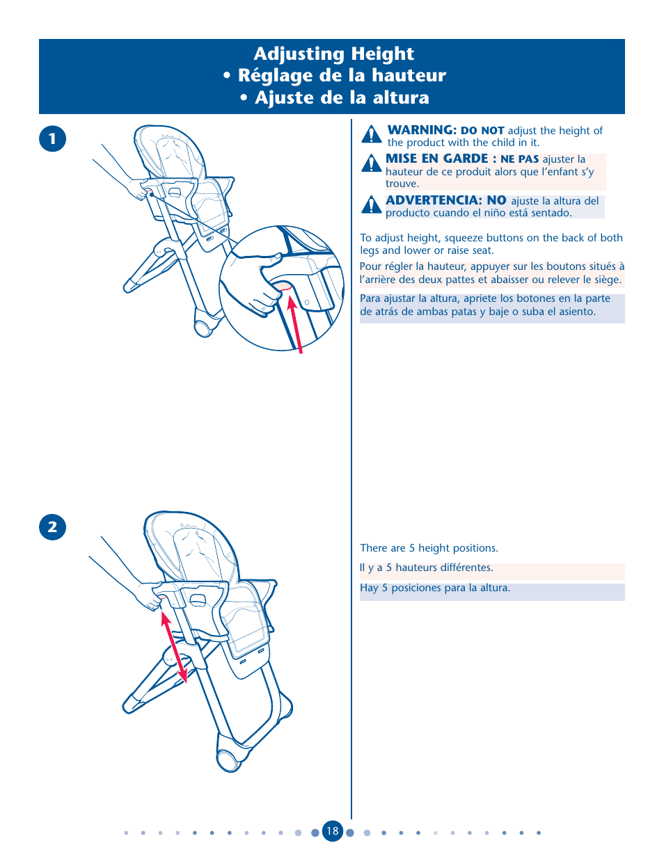 Djusting s s | Graco DuoDiner 1762131 User Manual | Page 18 / 24