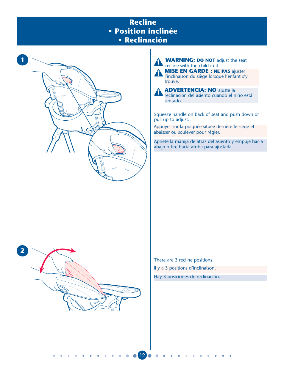 Recline s s | Graco DuoDiner 1762131 User Manual | Page 19 / 24