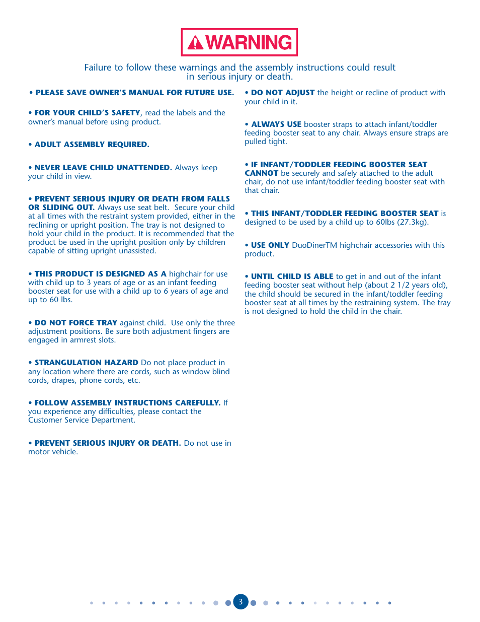 Graco DuoDiner 1762131 User Manual | Page 3 / 24