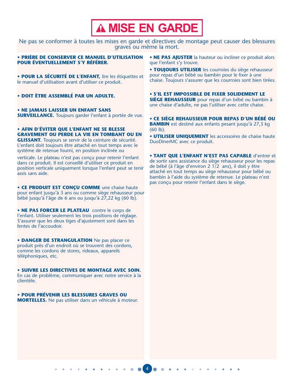 Graco DuoDiner 1762131 User Manual | Page 4 / 24