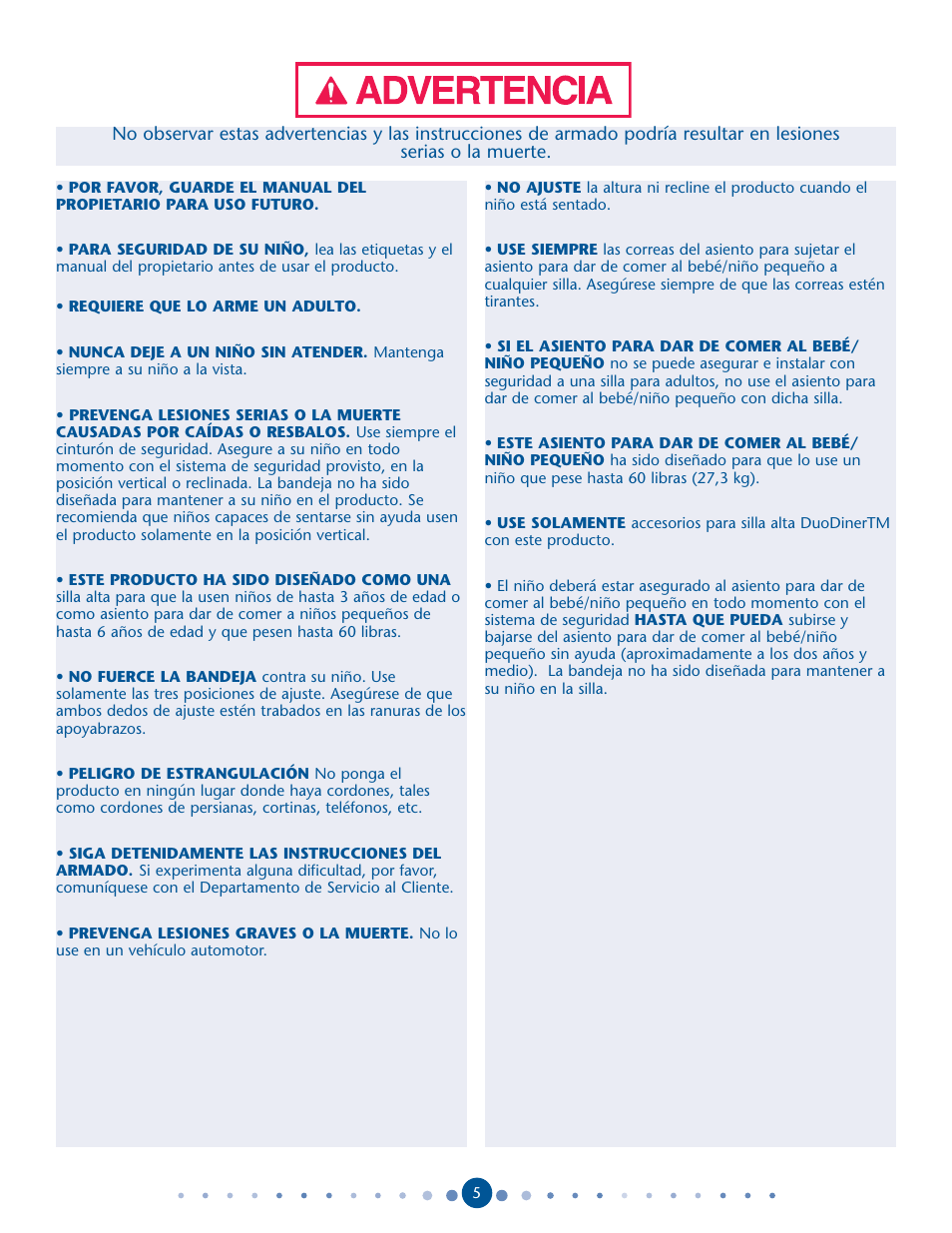 Graco DuoDiner 1762131 User Manual | Page 5 / 24