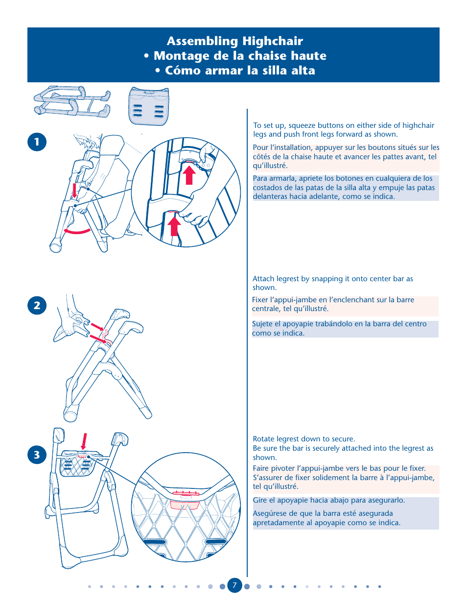 Assembling highchair s s | Graco DuoDiner 1762131 User Manual | Page 7 / 24