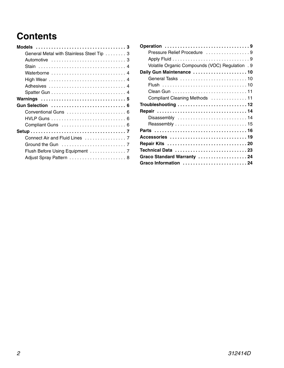 Graco AIRPRO 312414D User Manual | Page 2 / 24