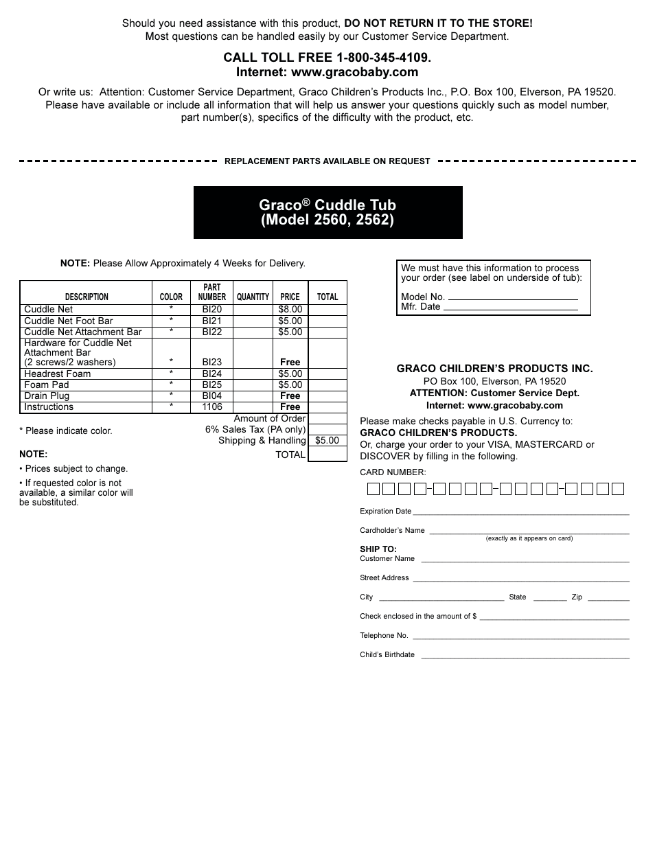 Graco | Graco 2560 User Manual | Page 6 / 8