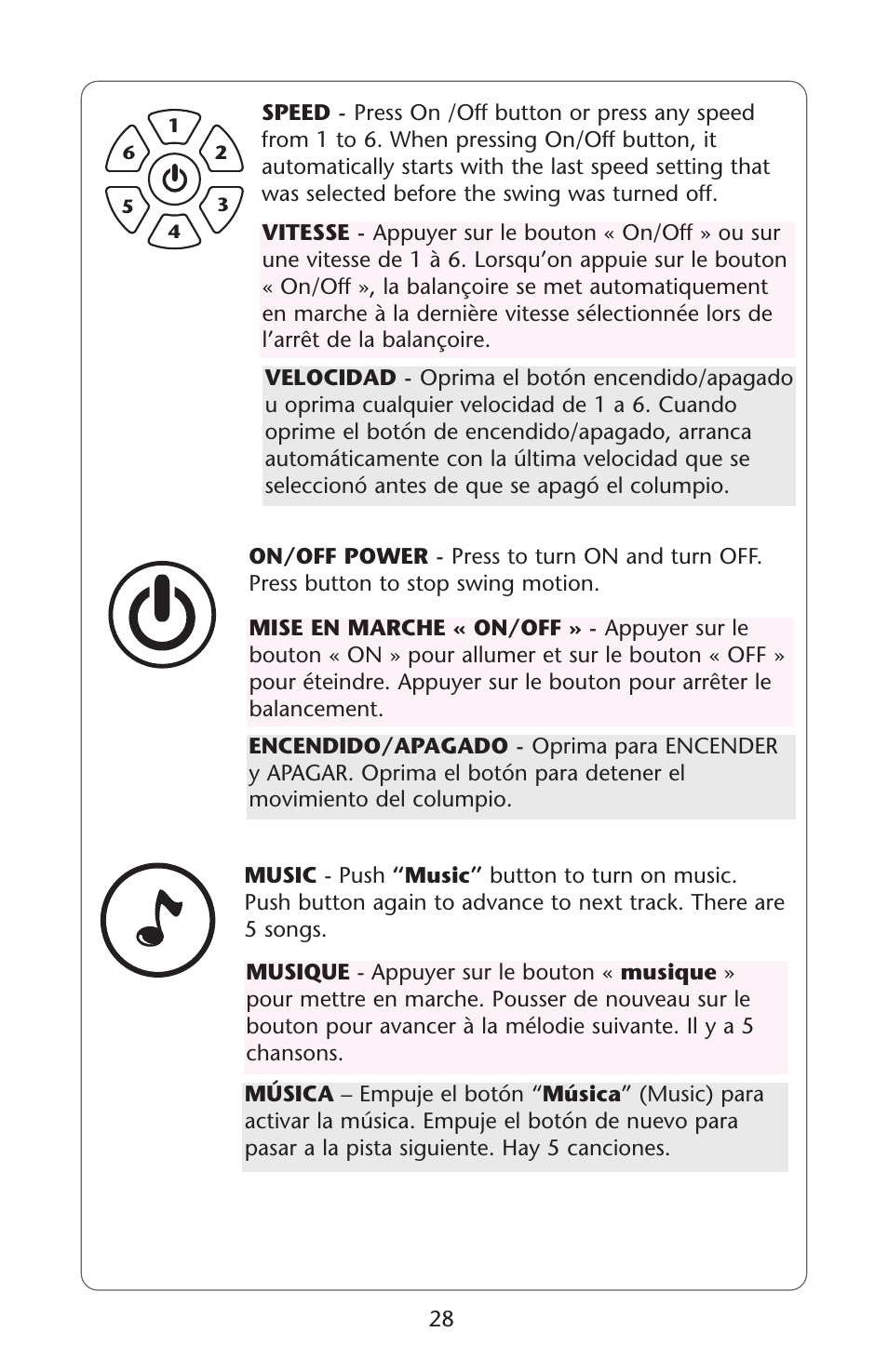Graco Baby Einstein ISPS037AB 11/05 User Manual | Page 28 / 44