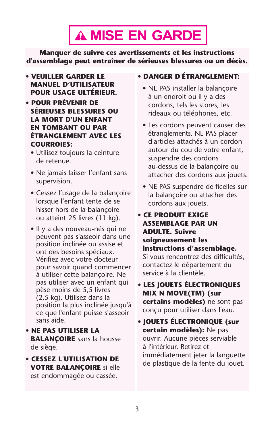 Graco Baby Einstein ISPS037AB 11/05 User Manual | Page 3 / 44