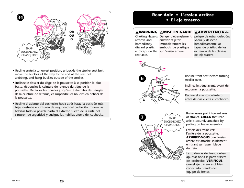 Rear axle • l’essieu arrière • el eje trasero | Graco 7934 User Manual | Page 11 / 36