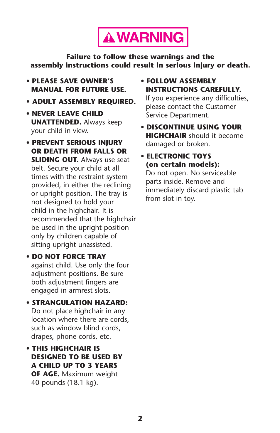 Graco CONTEMPO ISPH015AC User Manual | Page 2 / 24