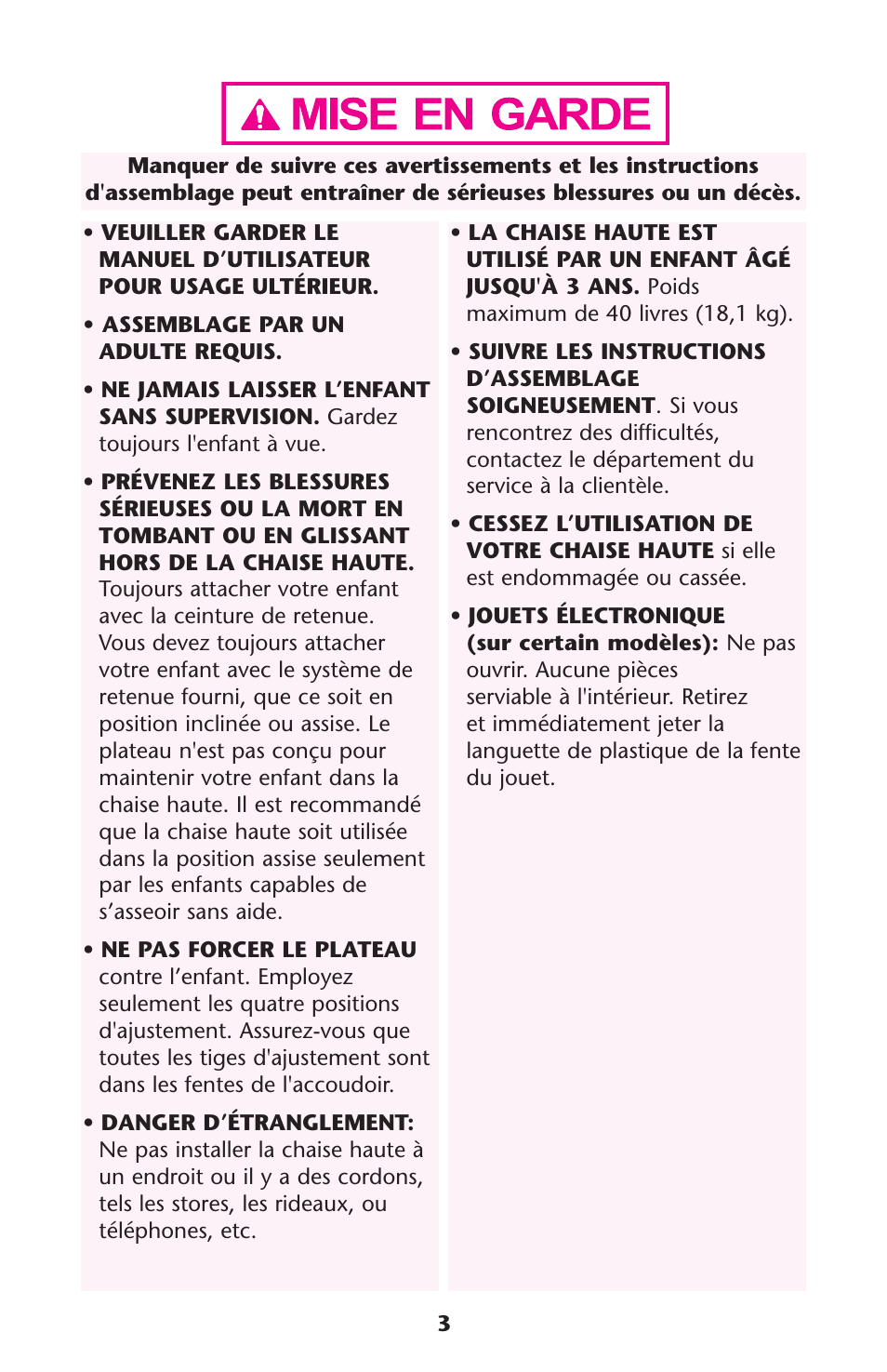 Graco CONTEMPO ISPH015AC User Manual | Page 3 / 24