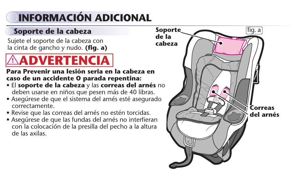 Advertencia, Información adicional | Graco MY RIDE 65 User Manual | Page 101 / 104