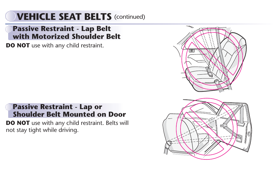 Vehicle seat belts | Graco MY RIDE 65 User Manual | Page 42 / 104