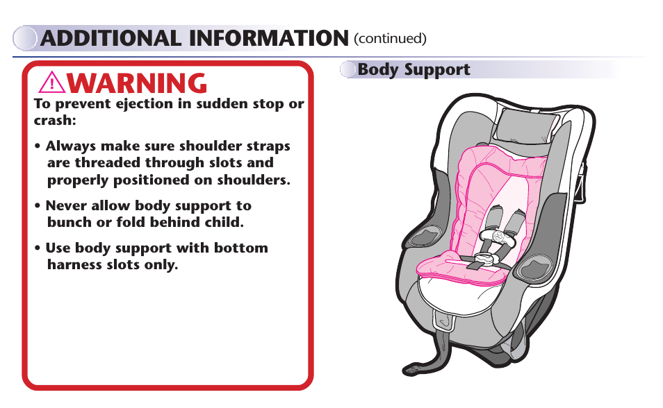 Warning, Additional information | Graco MY RIDE 65 User Manual | Page 48 / 104