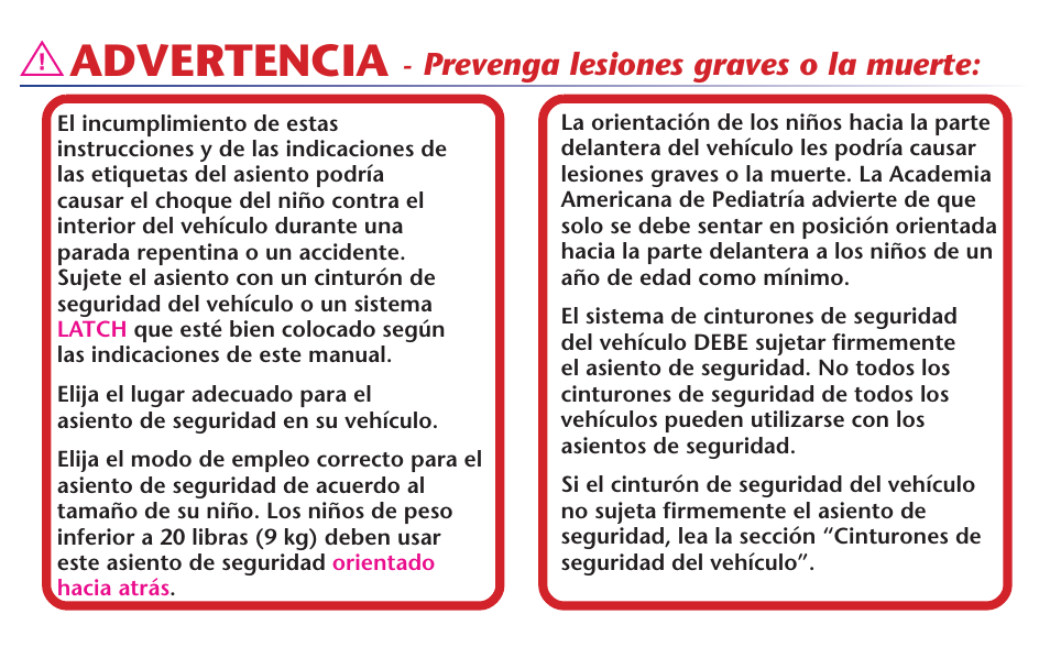 Advertencia, Prevenga lesiones graves o la muerte | Graco MY RIDE 65 User Manual | Page 58 / 104