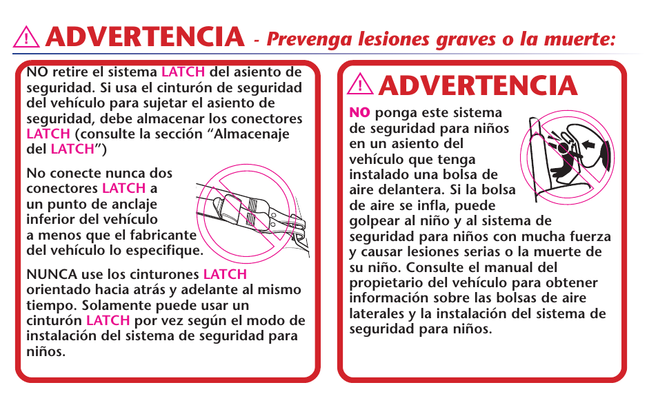 Advertencia, Prevenga lesiones graves o la muerte | Graco MY RIDE 65 User Manual | Page 60 / 104