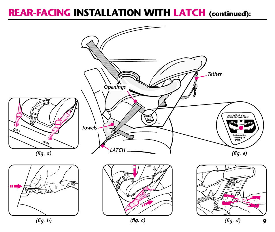 Rear-facing installation with latch | Graco ISPC001BA User Manual | Page 11 / 80