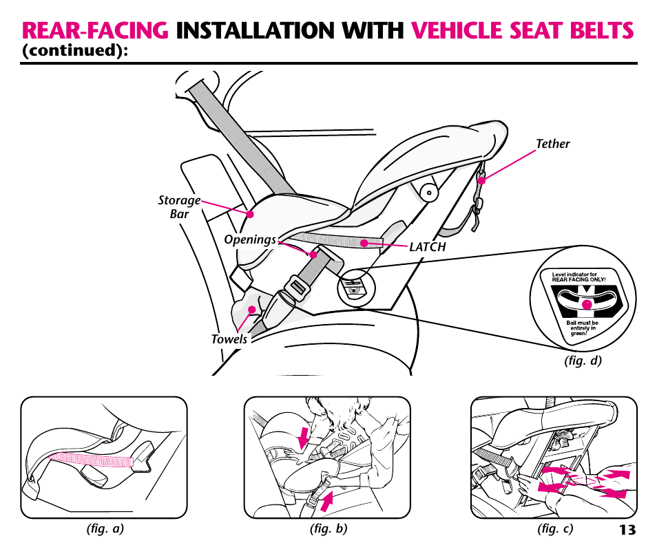 Rear-facing installation with vehicle seat belts | Graco ISPC001BA User Manual | Page 15 / 80