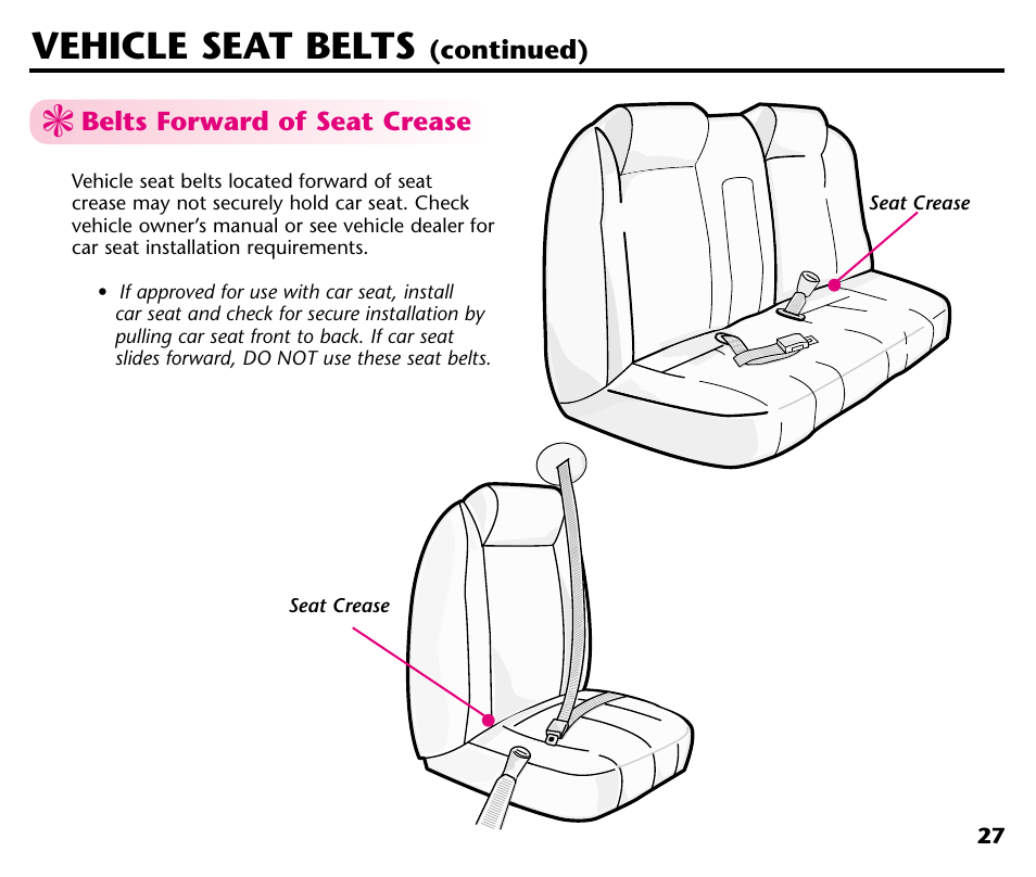 Vehicle seat belts | Graco ISPC001BA User Manual | Page 29 / 80