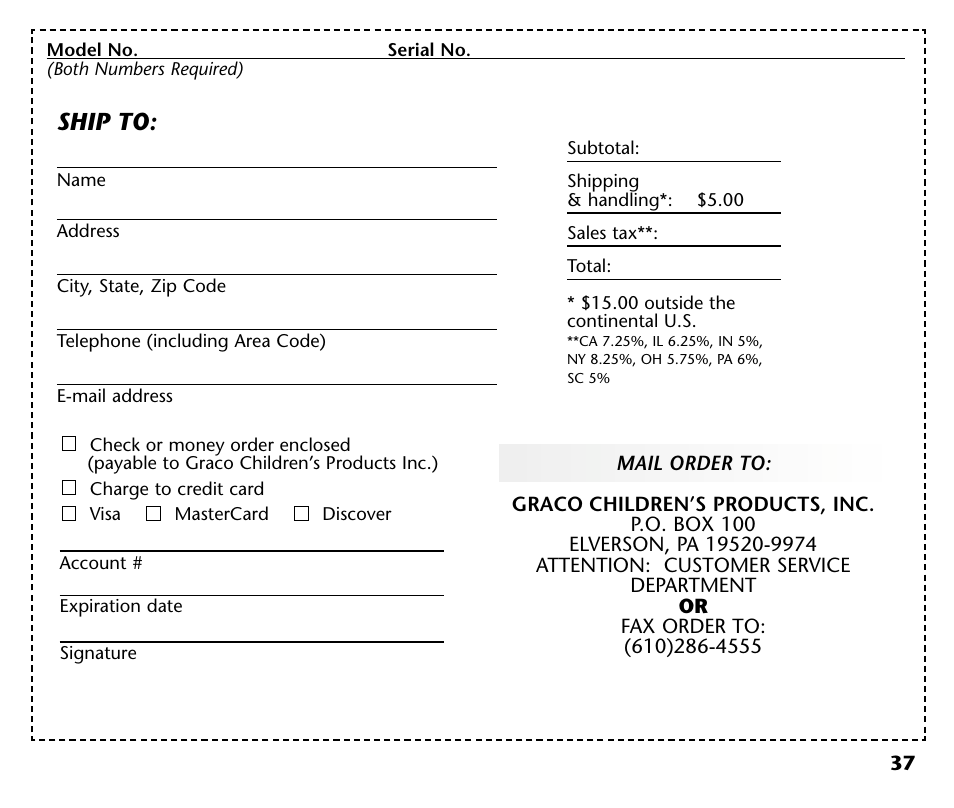 Ship to | Graco ISPC001BA User Manual | Page 39 / 80