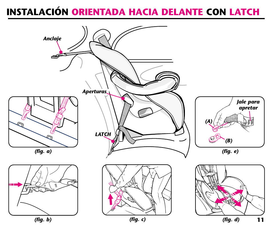 Instalación orientada hacia delante con latch | Graco ISPC001BA User Manual | Page 53 / 80