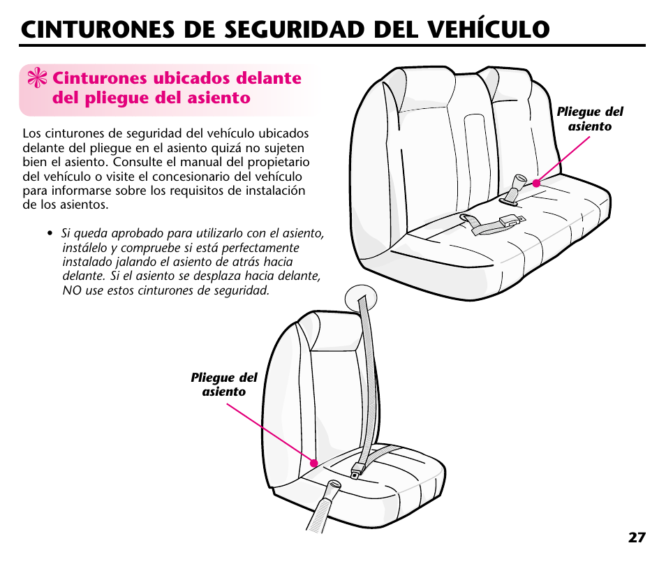 Cinturones de seguridad del vehículo | Graco ISPC001BA User Manual | Page 69 / 80