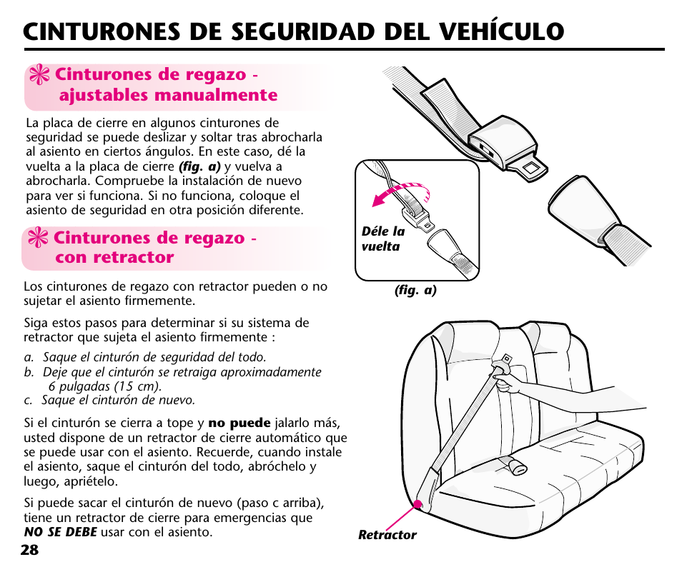 Cinturones de seguridad del vehículo | Graco ISPC001BA User Manual | Page 70 / 80