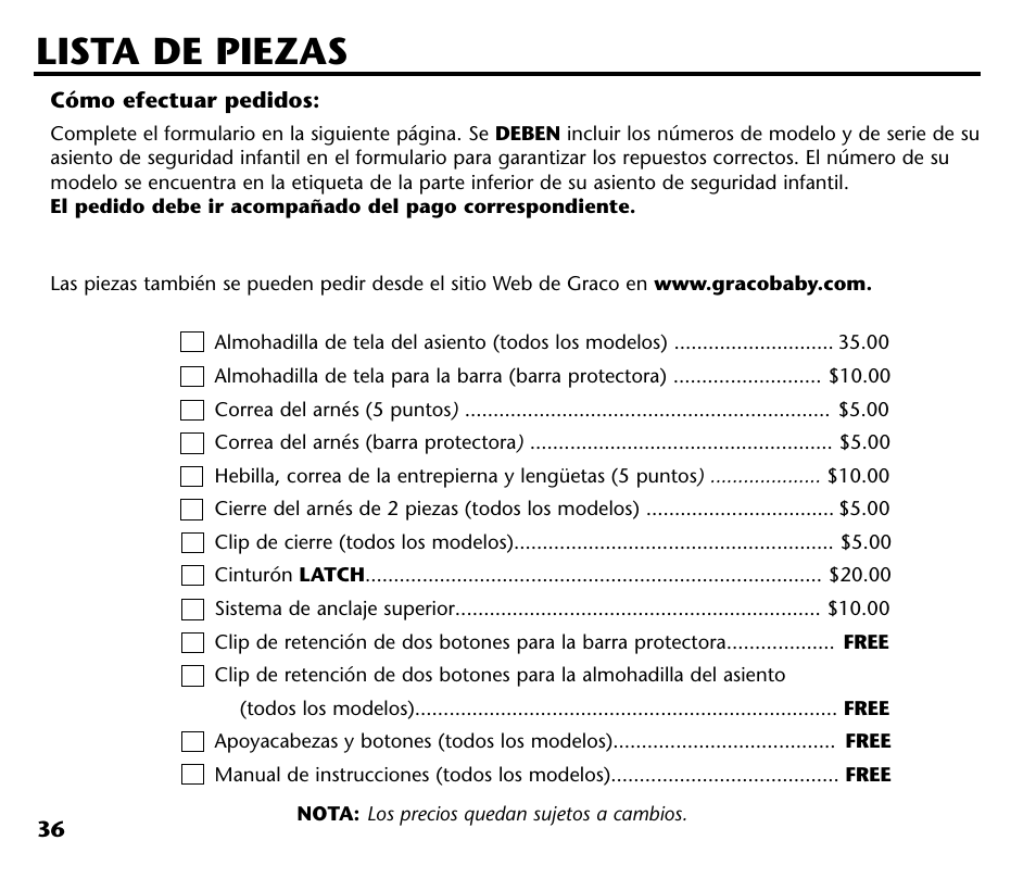 Lista de piezas | Graco ISPC001BA User Manual | Page 78 / 80