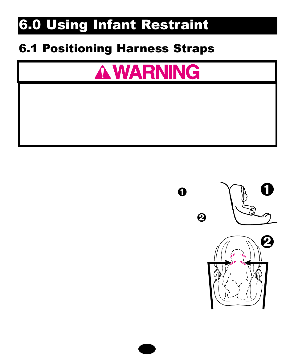 0 using infant restraint, 1 positioning harness straps | Graco ISPC089BA User Manual | Page 27 / 90