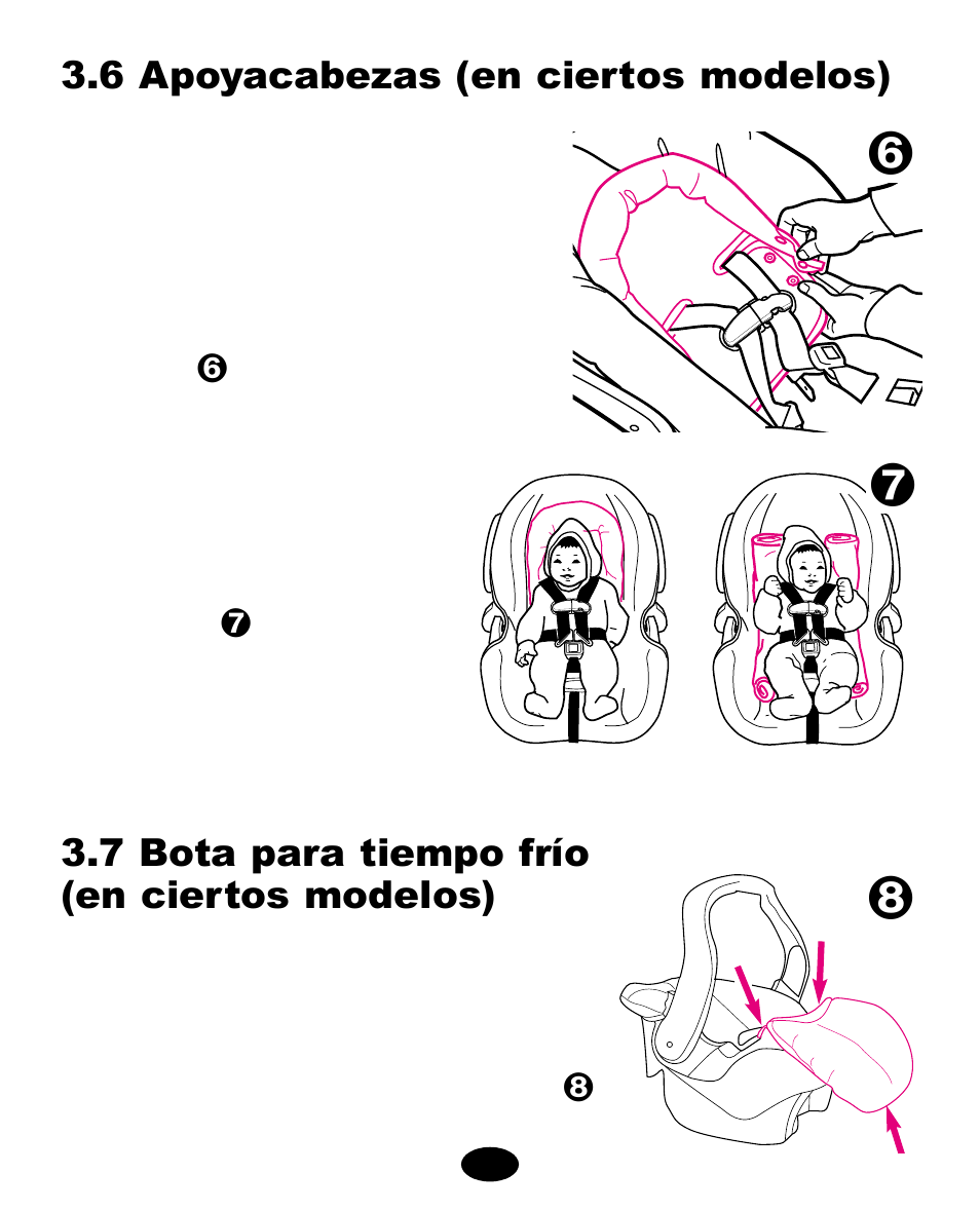 7 bota para tiempo frío (en ciertos modelos), 6 apoyacabezas (en ciertos modelos) | Graco ISPC089BA User Manual | Page 59 / 90