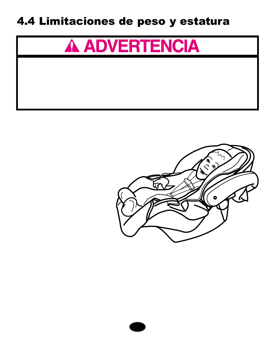 4 limitaciones de peso y estatura | Graco ISPC089BA User Manual | Page 64 / 90