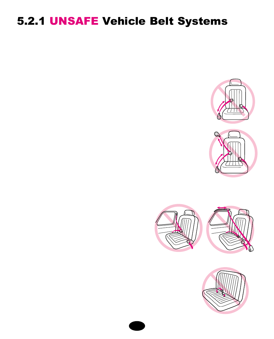 1 unsafe vehicle belt systems | Graco Infant Restraint/ Carrier User Manual | Page 20 / 80
