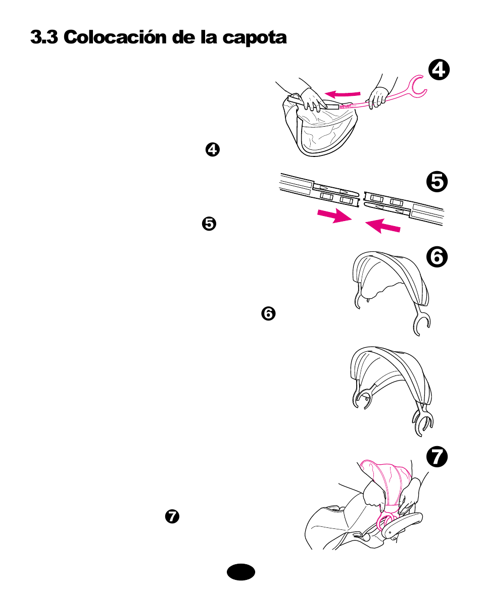 3 colocación de la capota | Graco Infant Restraint/ Carrier User Manual | Page 51 / 80