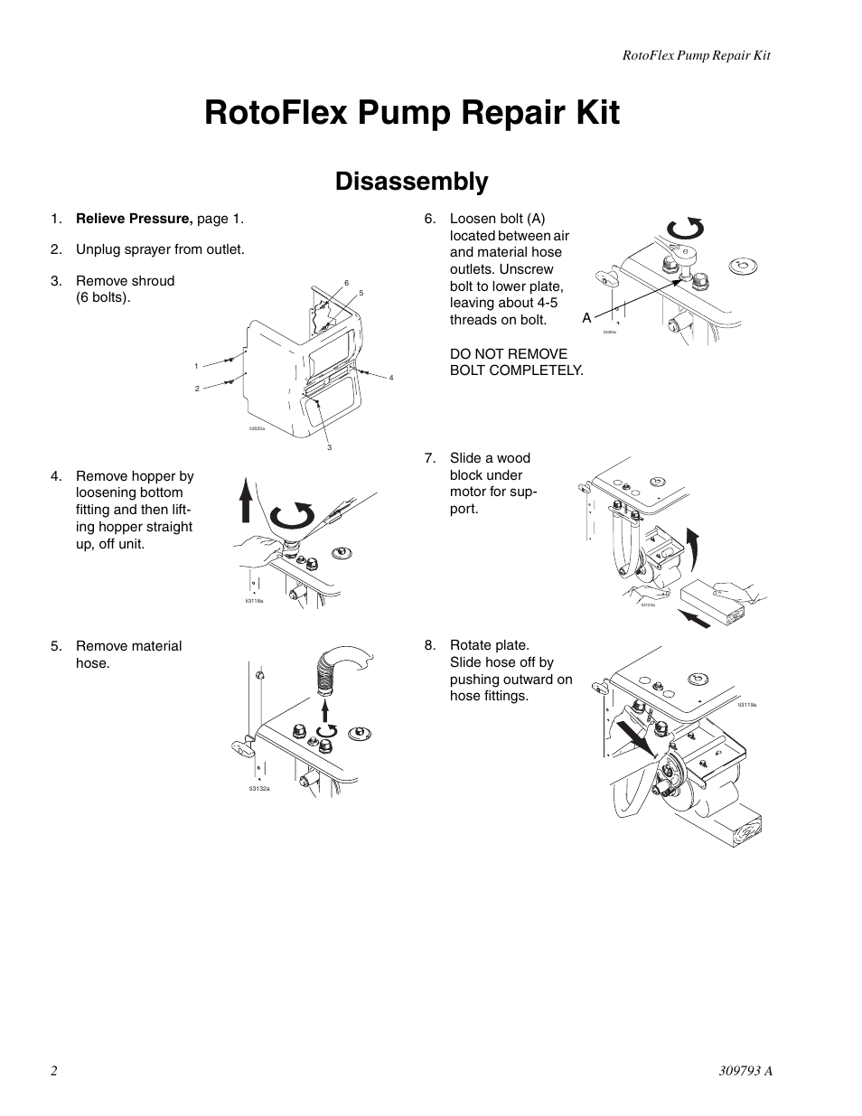 Rotoflex pump repair kit, Disassembly | Graco ROTOFLEX 309793 A User Manual | Page 2 / 4