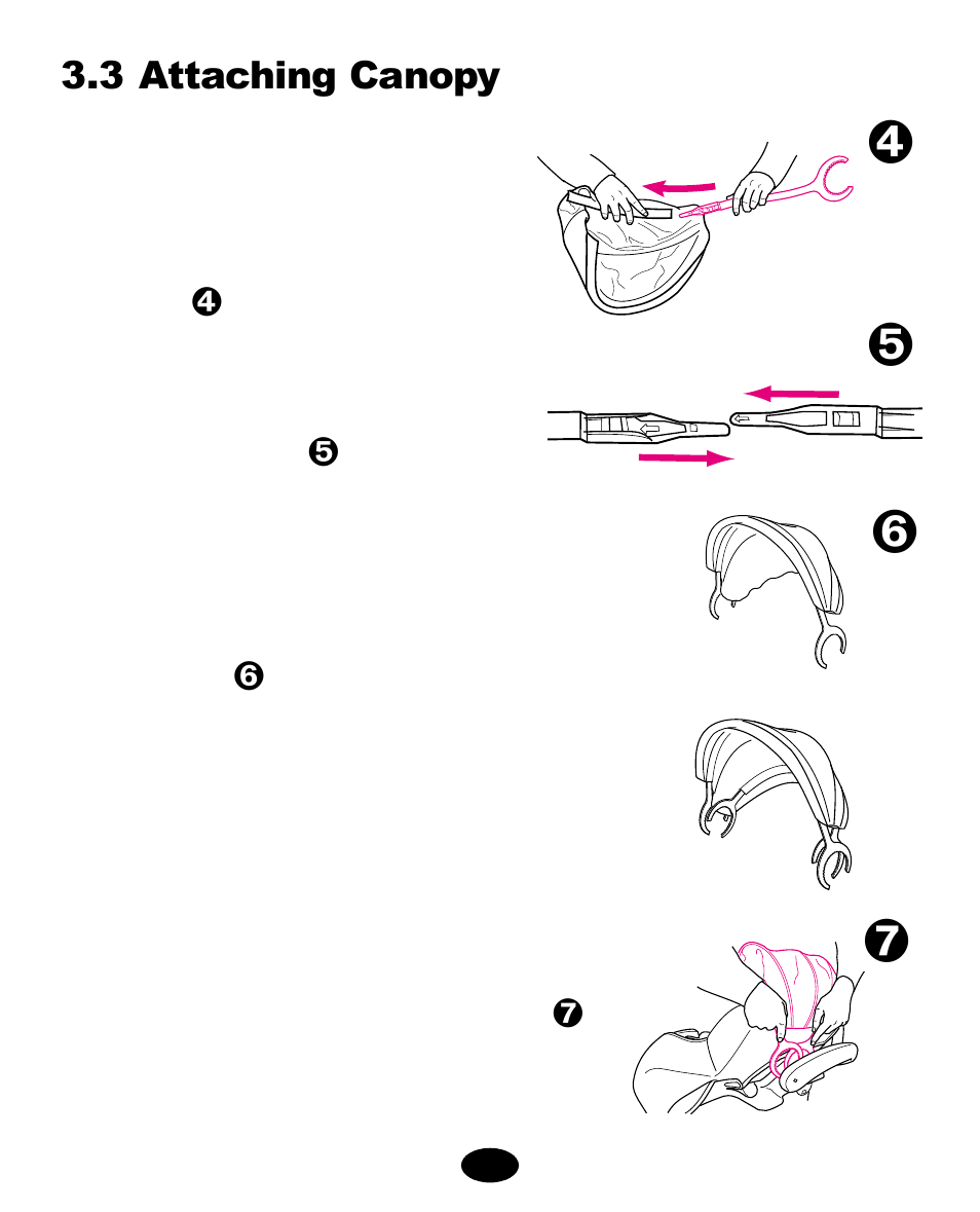 3 attaching canopy | Graco Infant Restraint/Carrier User Manual | Page 11 / 75