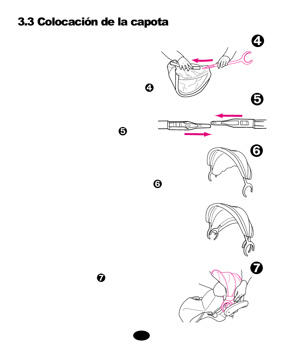 3 colocación de la capota o | Graco Infant Restraint/Carrier User Manual | Page 48 / 75
