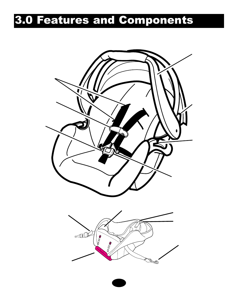 0 features and components, Front view | Graco Infant Restraint/Carrier User Manual | Page 8 / 75