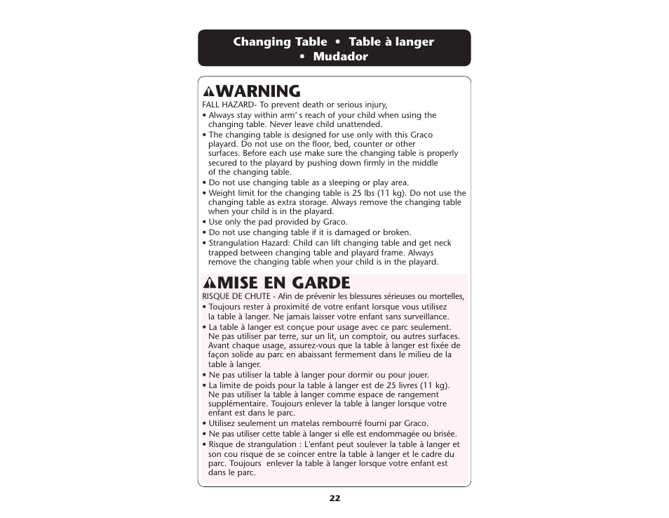 Mise en garde, Warning | Graco ISPP064AC User Manual | Page 22 / 44