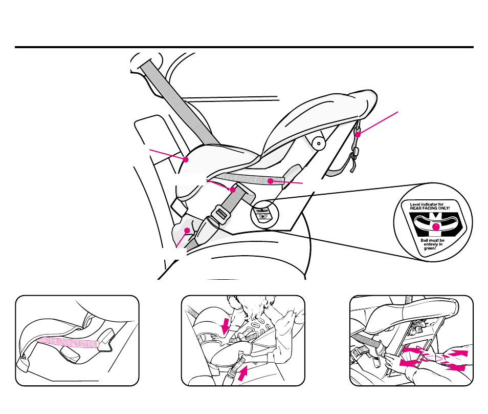 Rear-facing installation with vehicle seat belts | Graco ISPC008BA 08/02 User Manual | Page 15 / 80