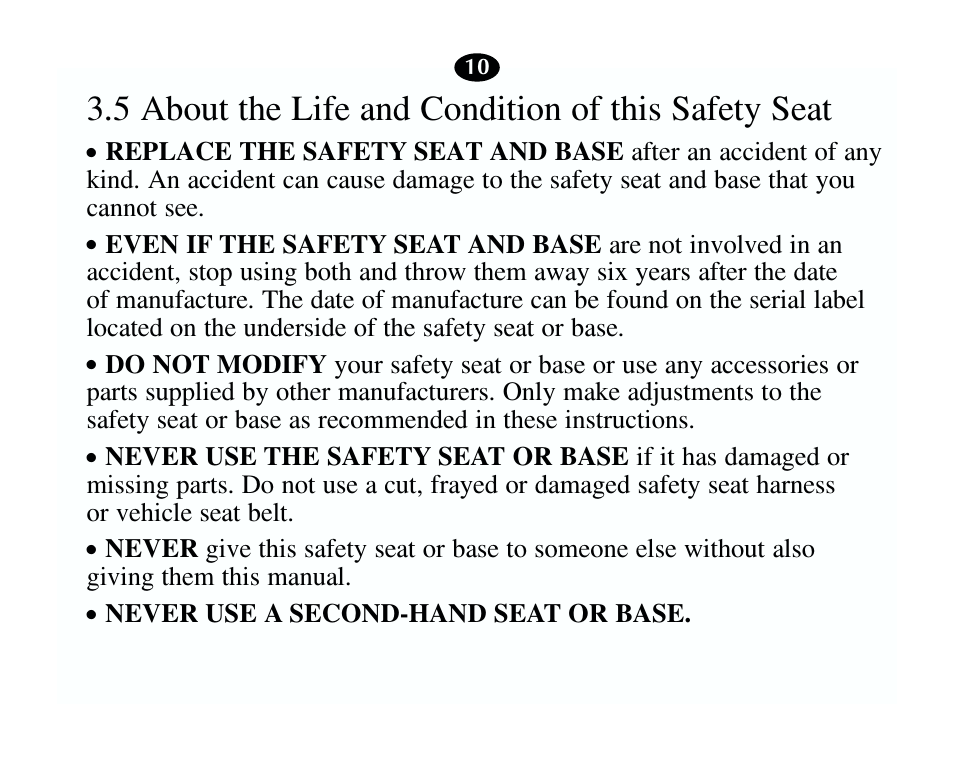 5 about the life and condition of this safety seat | Graco 13785-7-00 User Manual | Page 14 / 66