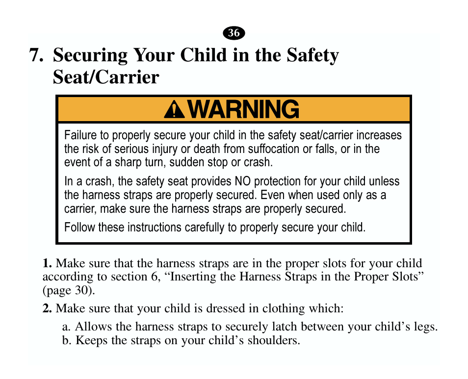 Securing your child in the safety seat/carrier | Graco 13785-7-00 User Manual | Page 40 / 66