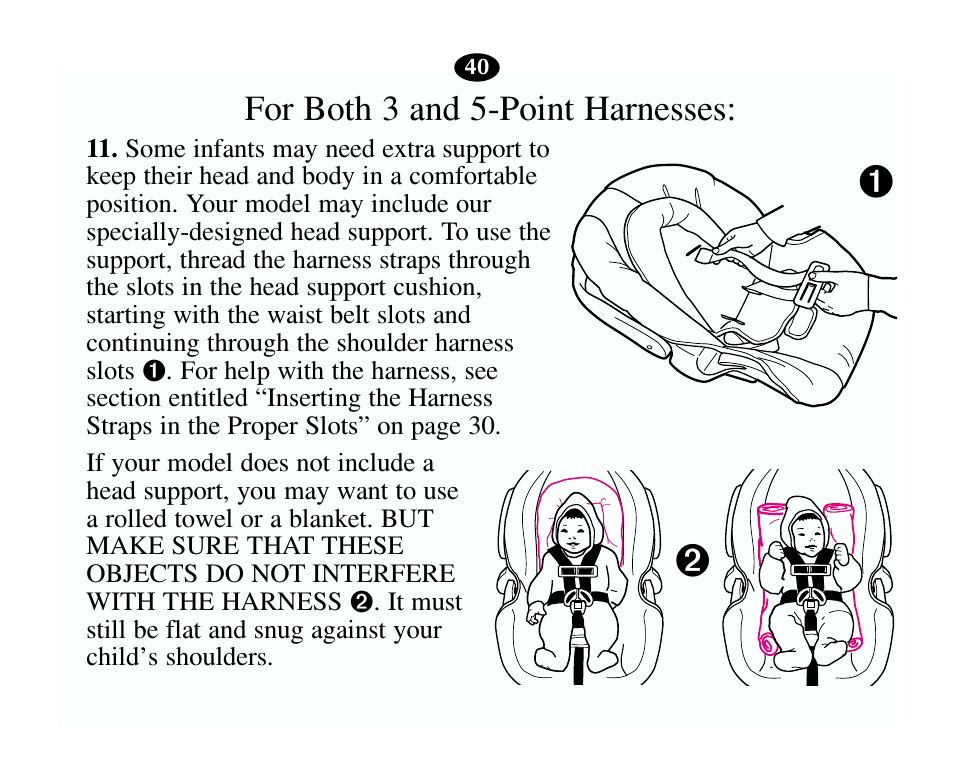 For both 3 and 5-point harnesses | Graco 13785-7-00 User Manual | Page 44 / 66