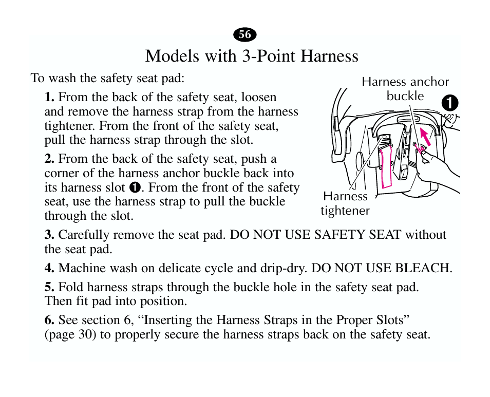 Models with 3-point harness | Graco 13785-7-00 User Manual | Page 60 / 66