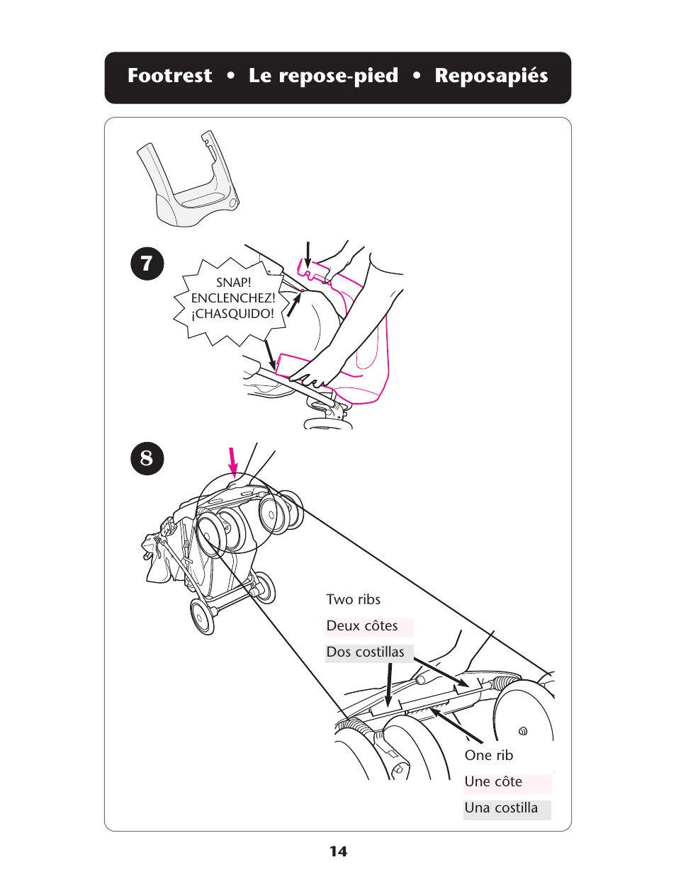 Footrest • le repose-pied • reposapiés | Graco 1757978 User Manual | Page 14 / 112