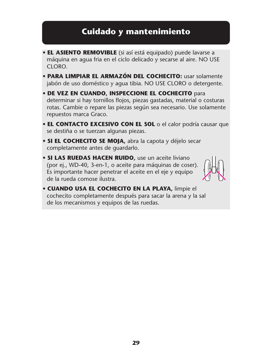 Cuidado y mantenimiento | Graco 1757978 User Manual | Page 20 / 112