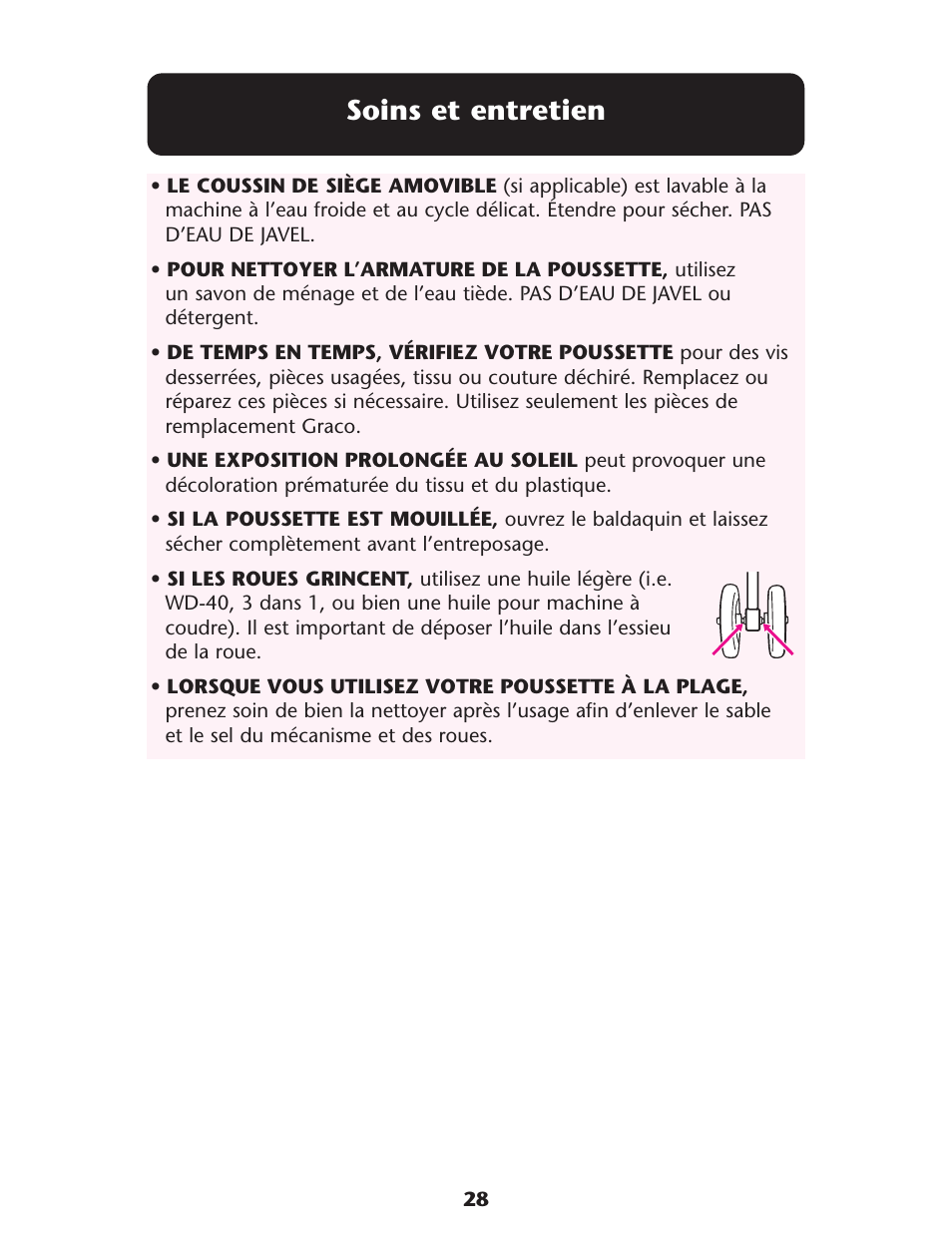 Soins et entretien | Graco 1757978 User Manual | Page 21 / 112