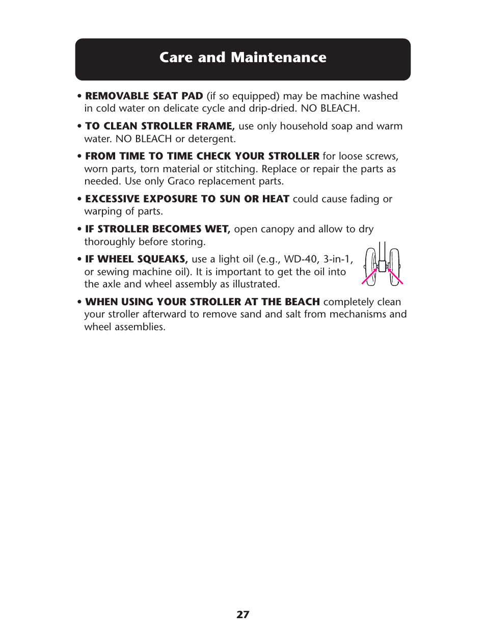 Care and maintenance | Graco 1757978 User Manual | Page 22 / 112