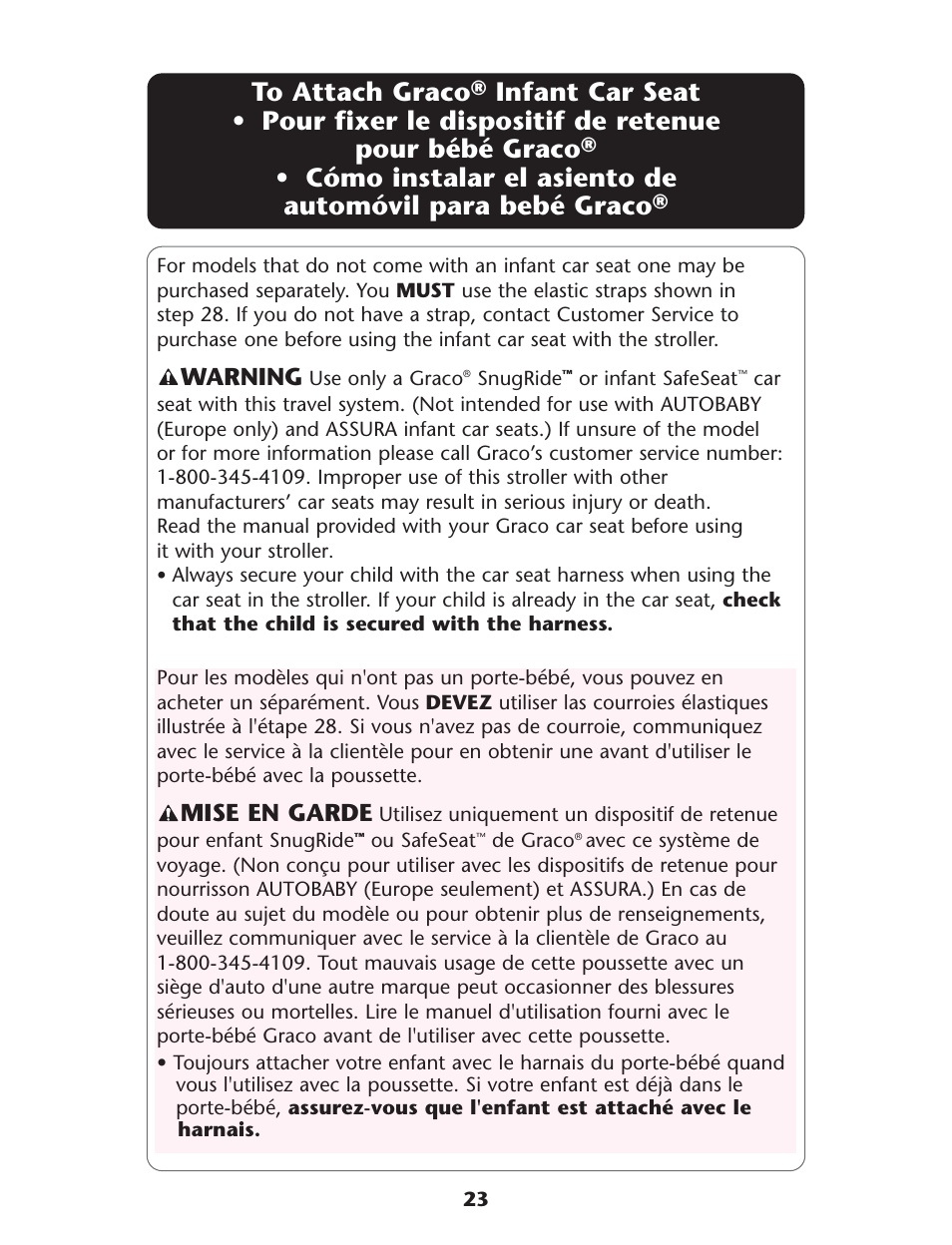 Mise en garde, Warning | Graco 1757978 User Manual | Page 26 / 112