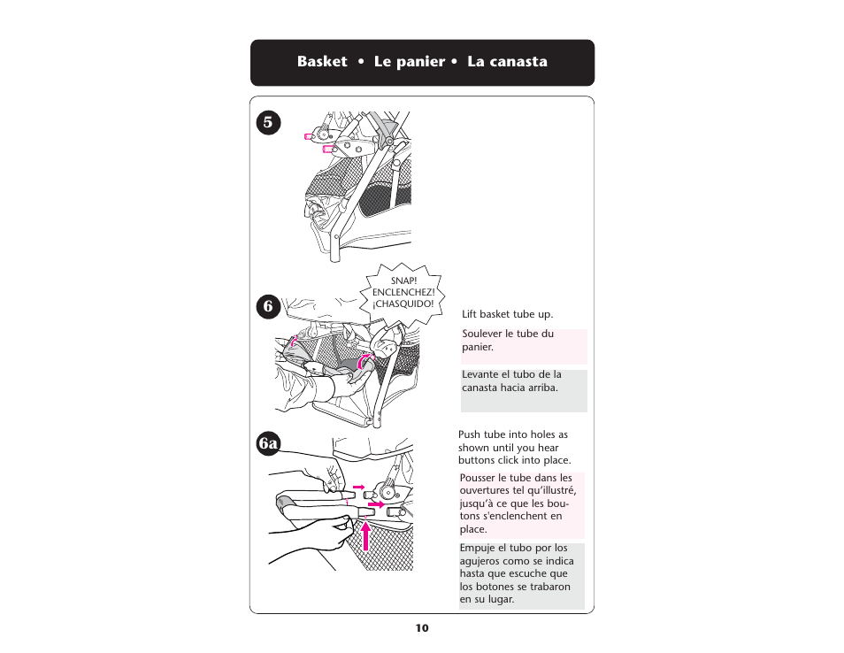 Basket • le panier • la canasta | Graco PD108602A User Manual | Page 10 / 132